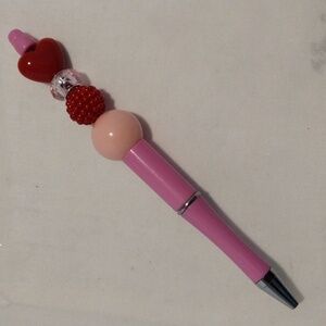 Handcrafted Pink and Red Beaded Pen